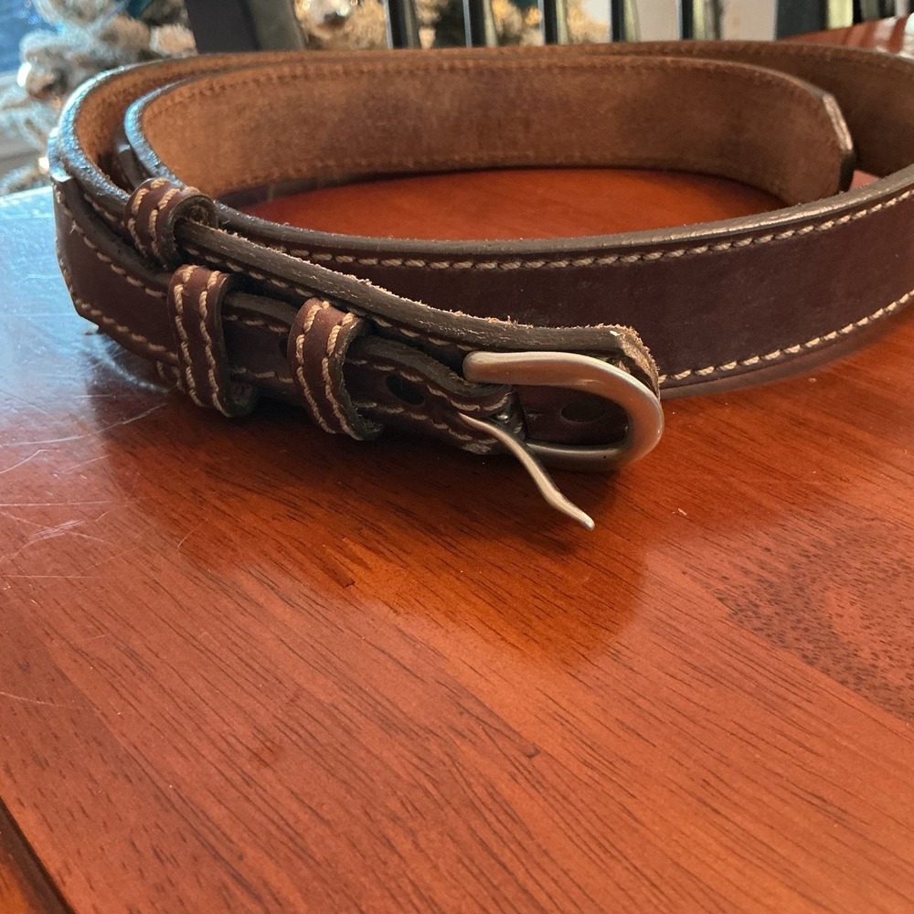 Vintage USA made DULUTH TRADING CO Leather 46 Brown Work Belt